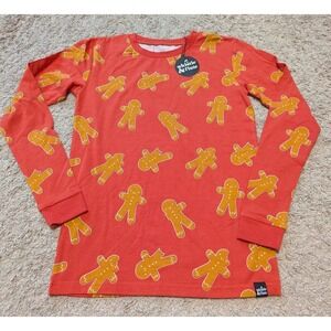 Whistle & Flute Gingerbread Pajama Top Shirt Kids Sz 11 12 Bamboo Organic Cotton